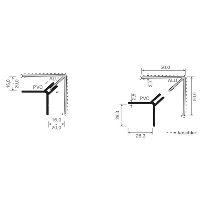 HB Composite Hoekprofiel 2-delig (l x b x h: 6.000 x 50 x 50 mm, Pvc, Antraciet) | BAUHAUS