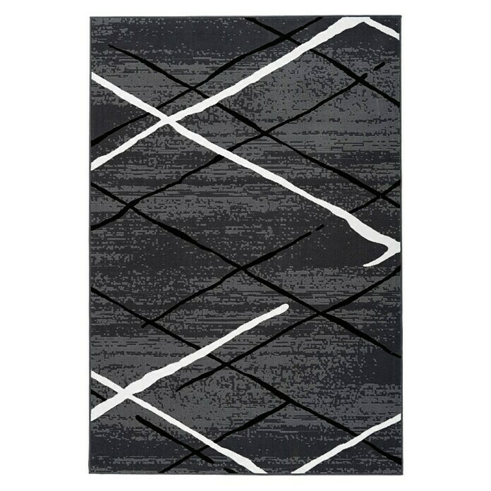 Kayoom Kurzflorteppich Vancouver 110 (Anthrazit/Weiß, 230 x 160 cm)