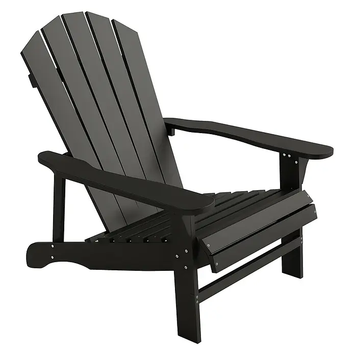 Outsunny Gartenstuhl Adirondack - Tannenholz, Schwarz - Schwarzer Adirondack-Stuhl für entspannte Stunden im Freien.