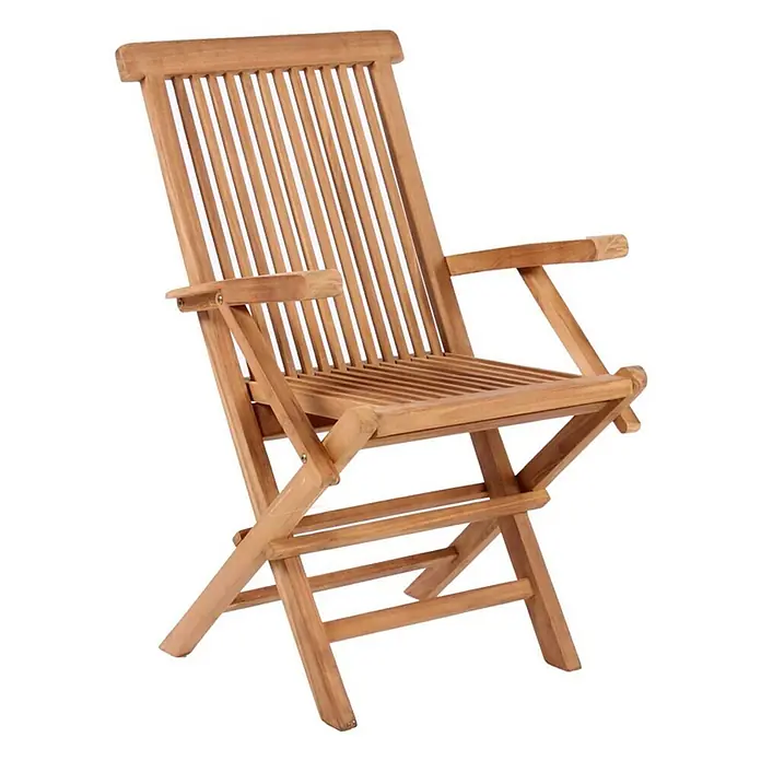Bene Living Gartentisch-Set Andover & Tisch Balcony - Gesamtumfang: 3 -tlg., Teakholz, Klappbar - Klappstuhl aus Naturholz mit Lattenrückenlehne und Sitzfläche.