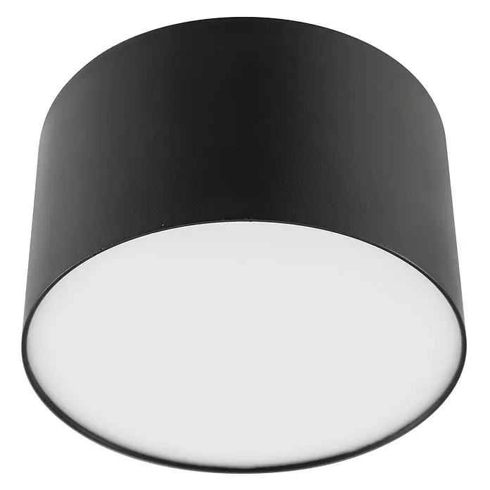 Lindby Deckenstrahler Nivoria - schwarz - Schwarze zylindrische Deckenleuchte mit weißem Diffusor.