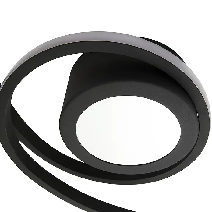 Lindby Deckenleuchte Thalina - L x B x H: 45 x 45 x 12,5 cm, schwarz, schwarz - Moderne schwarze spiralförmige LED-Leuchte mit weißem Diffusor.