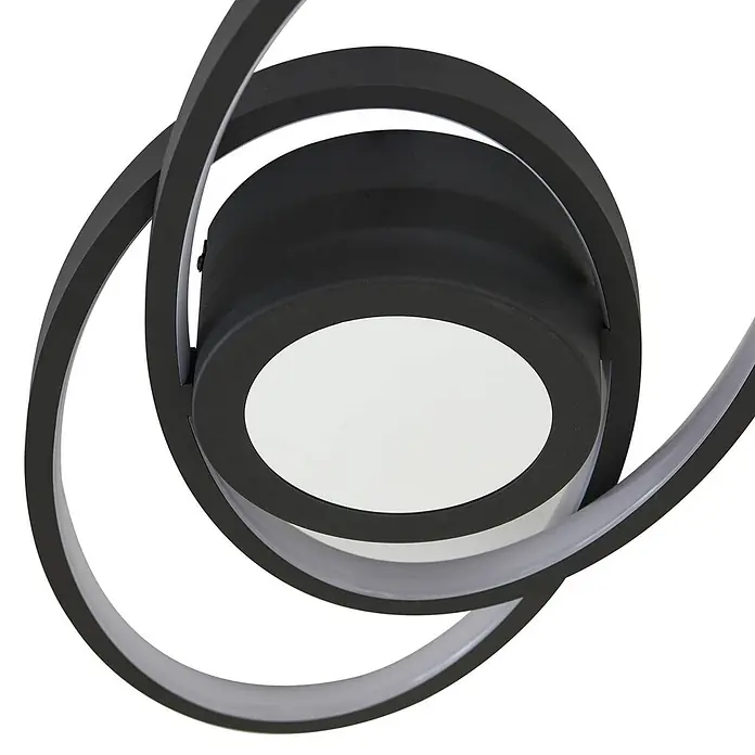 Lindby Deckenleuchte Thalina - schwarz, schwarz - Moderne schwarze LED-Deckenleuchte mit zwei ineinander verschlungenen Kurven und einem zentralen weißen Lichtdiffusor.