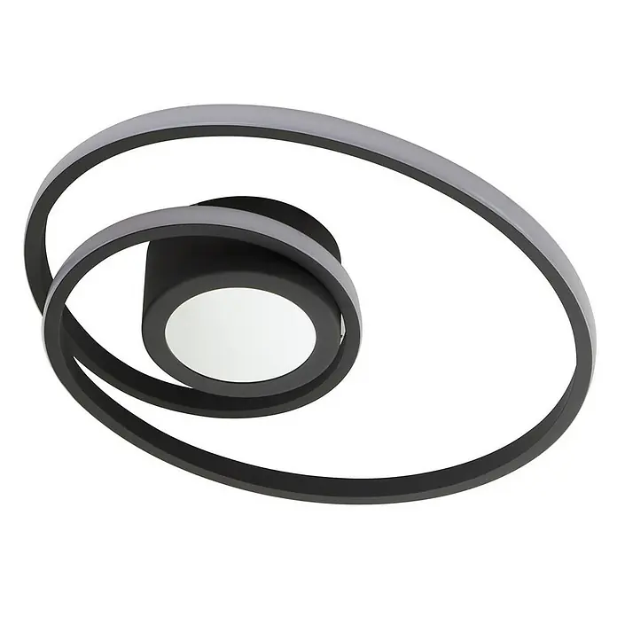 Lindby Deckenleuchte Thalina - L x B x H: 45 x 45 x 12,5 cm, schwarz, schwarz - Schwarze spiralförmige LED-Deckenleuchte mit integriertem Licht.