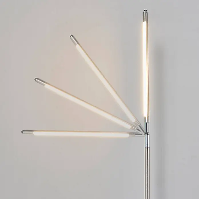 Lindby Stehleuchte Jabbo - alu / grau / zink, alu / grau / zink - Silberne Stehleuchte mit mehreren verstellbaren LED-Lichtstäben, zeigt flexible Lichtpositionen.