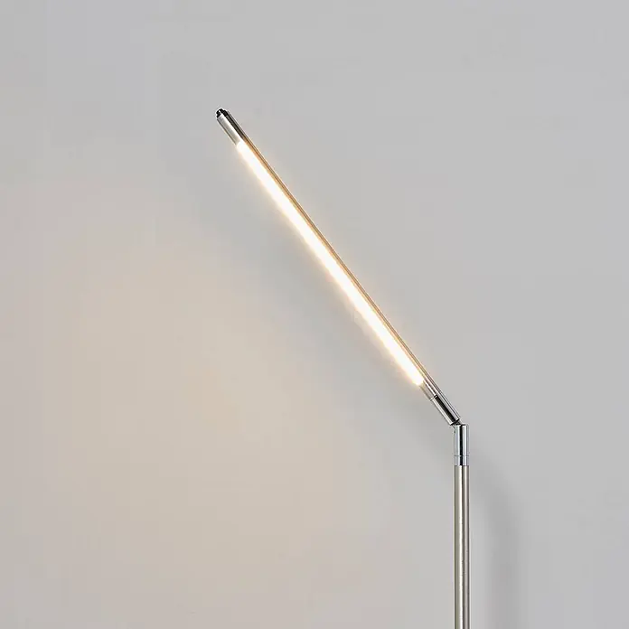 Lindby Stehleuchte Jabbo - alu / grau / zink, alu / grau / zink - Elegante, silberfarbene LED-Stehleuchte mit einem hellen Leuchtrohr.