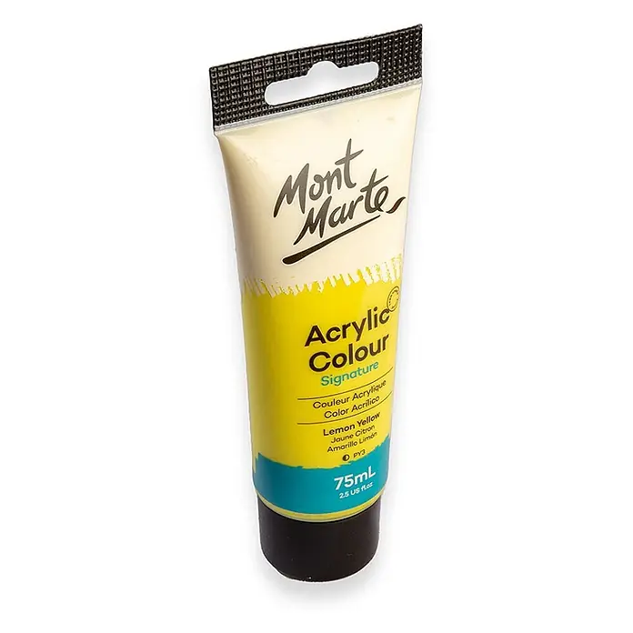 Mont Marte Acrylfarbe Signature - Zitronengelb, 75 ml, Tube - Mont Marte Signature Zitronengelb Acrylfarbtube, 75ml.