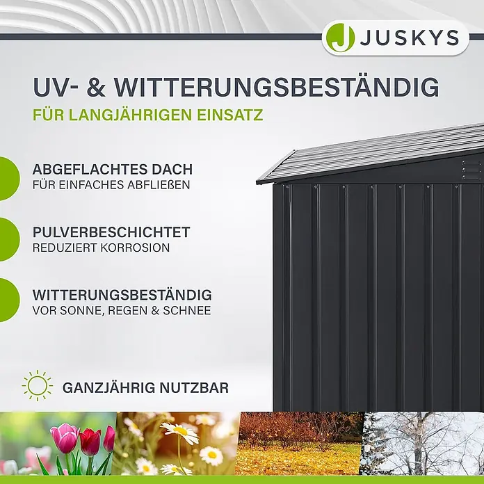 Juskys Mülltonnenbox Namur - 200 x 105 cm, Metall, Anthrazit, Geeignet für Anzahl Mülltonnen: 3 Stk. - Dunkelgraues Metallgerätehaus, UV- & wetterbeständig, pulverbeschichtet für ganzjährigen Einsatz.