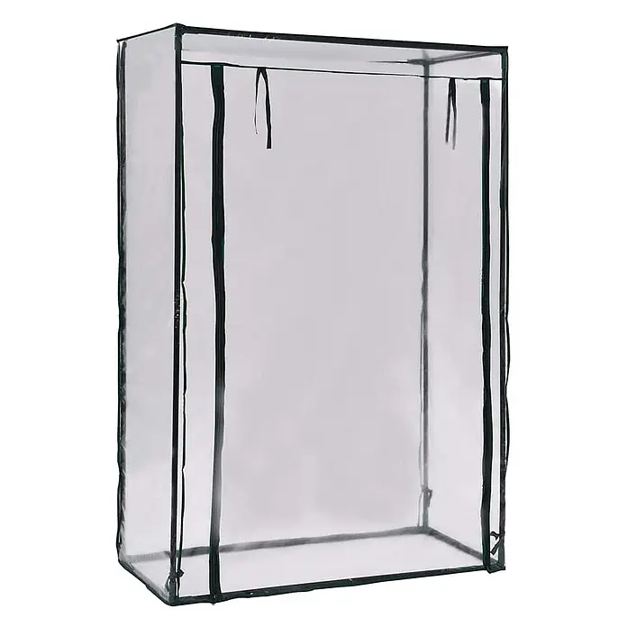 Furnicato Gewächshaus - 102 x 52 cm, Material Seitenwand: Kunststoff, 38 mm, grün - Transparentes, rechteckiges Gewächszelt mit dunklem Rahmen und Reißverschluss, ideal für Pflanzen.
