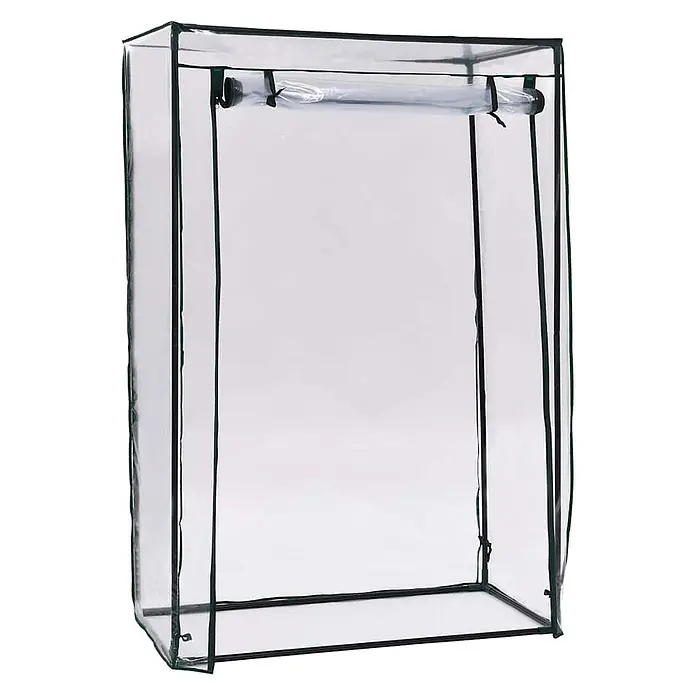 Furnicato Gewächshaus - 102 x 52 cm, Material Seitenwand: Kunststoff, 38 mm, grün - Transparentes Mini-Gewächshaus mit dunkelgrünem Rahmen und aufrollbarer Frontöffnung für die Pflanzenzucht.