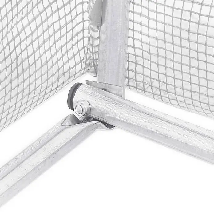 Furnicato Gewächshaus verzinkter Stahl - 18 x 6 cm, Material Seitenwand: Kunststoff, 38 mm, Grau - Silbergraues Metalleckstück, drei Rahmenstangen mit einer Schraube verbindend, mit transparentem Netz.