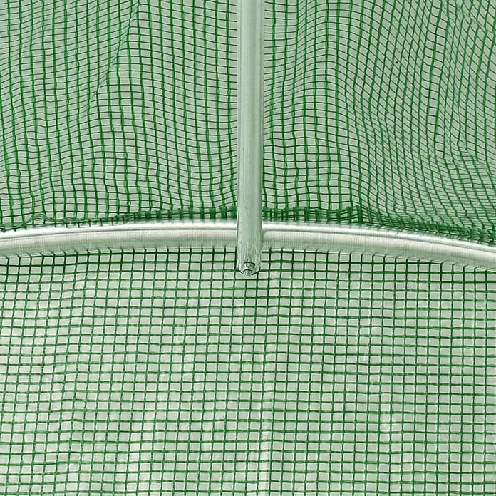 Furnicato Gewächshaus PE-Netzgewebe - 3 x 300 cm, Material Seitenwand: Kunststoff, 38 mm, Grau - Grüne, verstärkte Netzabdeckung über einem Metallgewächshausrahmen.