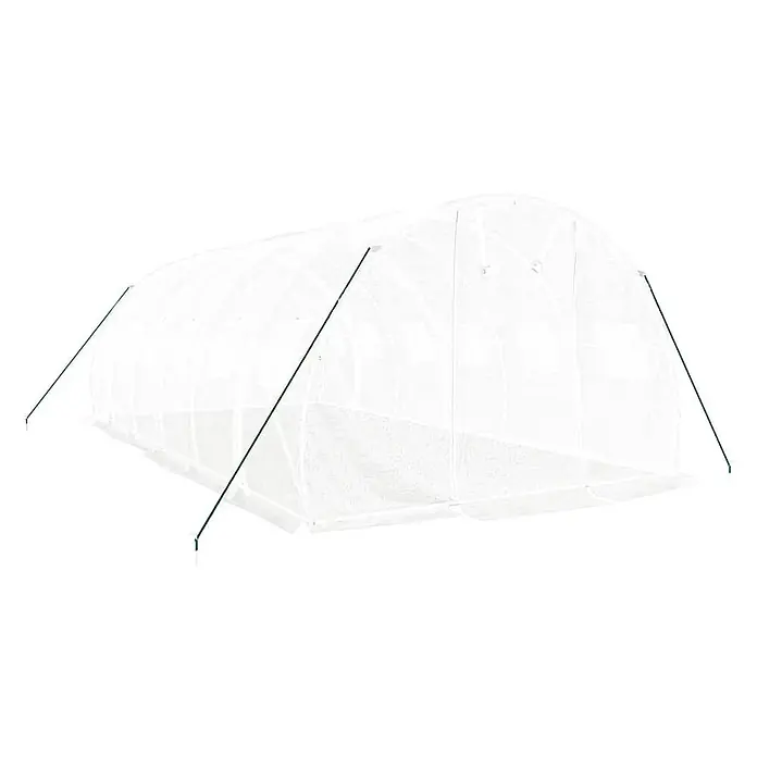 Furnicato Gewächshaus - 6 x 3 cm, Material Seitenwand: Kunststoff, 38 mm, Grau - Weißes Folientunnel-Gewächshaus mit transparenter Abdeckung und grünen Stützstangen.