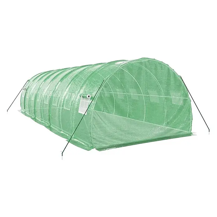 Furnicato Gewächshaus verzinkter Stahl - 8 x 3 cm, Material Seitenwand: Kunststoff, 38 mm, Grau - Grünes, transluzentes Tunnelgewächshaus für den Garten.