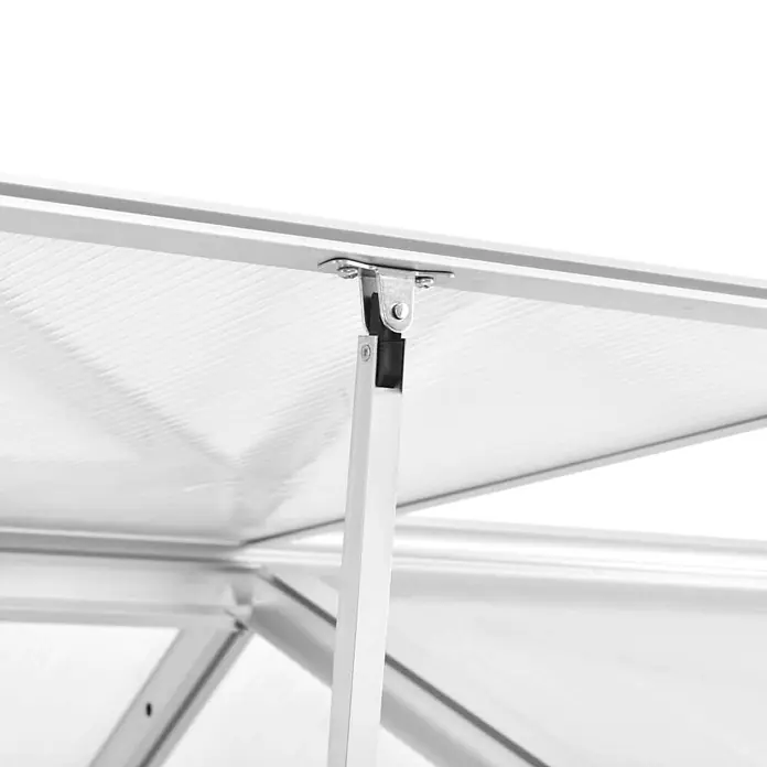 Furnicato Gewächshaus aus Polycarbonat, 362 x 190 x 195 cm -  - Silberner Aluminium-Gewächshausdachlüfter mit transparenter Platte.
