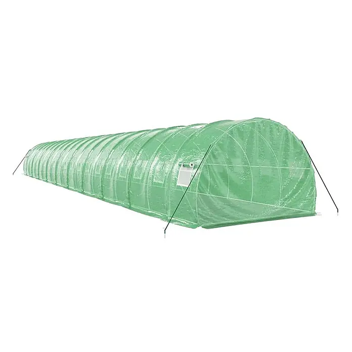Furnicato Gewächshaus - 20 x 3 cm, Material Seitenwand: Kunststoff, 38 mm, Grau - Langes, gewölbtes Gewächshaustunnel aus grüner transparenter Folie, ideal für Pflanzenzucht.