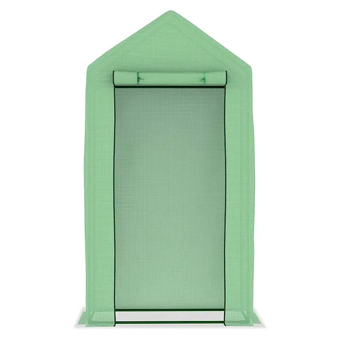 Furnicato Gewächshaus - 50 x 50 cm, Material Seitenwand: Kunststoff, 38 mm, Grau - Hellgrünes tragbares Gewächshaus mit aufrollbarer Netztür.