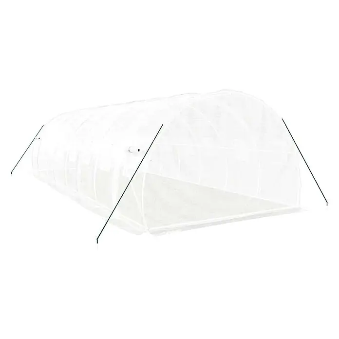 Furnicato Gewächshaus verzinkter Stahl - 8 x 3 cm, Material Seitenwand: Kunststoff, 38 mm, Grau - Weißes, transparentes Folientunnel-Gewächshaus für den Garten.