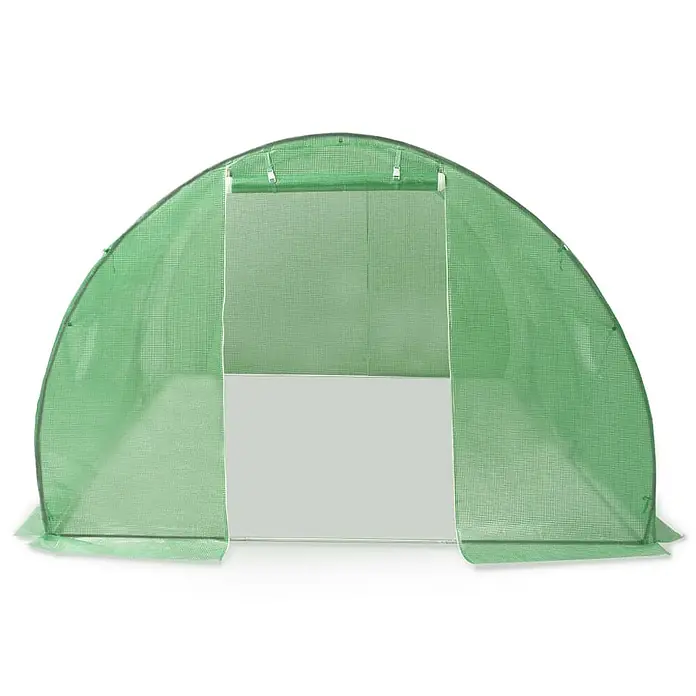 Furnicato Gewächshaus PE-Netzgewebe - 3 x 300 cm, Material Seitenwand: Kunststoff, 38 mm, Grau - Grünes Tunnelgewächshaus mit lichtdurchlässiger, verstärkter Abdeckung und offener Rolltür für Pflanzenzucht.