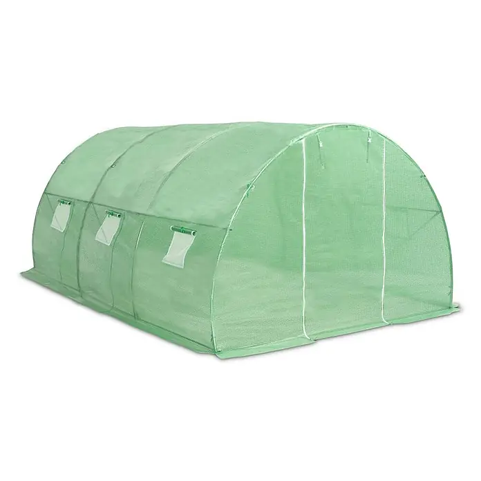 Furnicato Gewächshaus PE-Netzgewebe - 3 x 300 cm, Material Seitenwand: Kunststoff, 38 mm, Grau - Grünes Bogen-Gewächshaus mit lichtdurchlässiger Netzabdeckung und aufrollbaren Seitenfenstern.