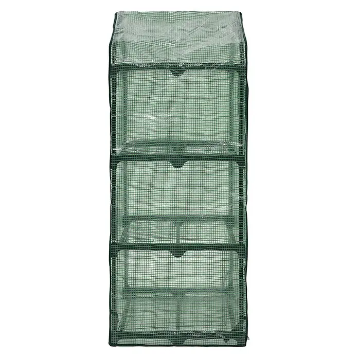 Furnicato Gewächshaus - 69 x 49 cm, Material Seitenwand: Kunststoff, 38 mm, Grün - Mehrstufiges Mini-Gewächshaus mit grüner, gitterverstärkter Klarsichtabdeckung für Pflanzenanzucht.