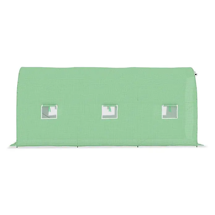 Furnicato Gewächshaus - 2 x 200 cm, Material Seitenwand: Kunststoff, 38 mm, Grau - Grüne, verstärkte Gewächshausabdeckung mit drei transparenten Rolllüftungsfenstern für den Pflanzenschutz.