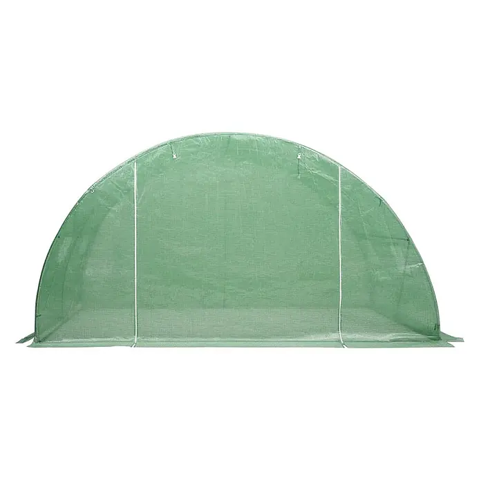 Furnicato Gewächshaus - 4 x 400 cm, Material Seitenwand: Kunststoff, 38 mm, Grau - Grüner begehbarer Gewächshaustunnel mit netzverstärkter Abdeckung zum Schutz von Pflanzen.