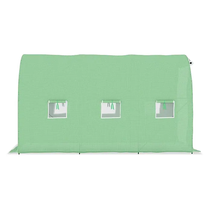 Furnicato Gewächshaus - 2 x 200 cm, Material Seitenwand: Kunststoff, 38 mm, Grau - Grüne Gitter-Gewächshaus-Tunnelabdeckung mit drei klaren Fenstern.