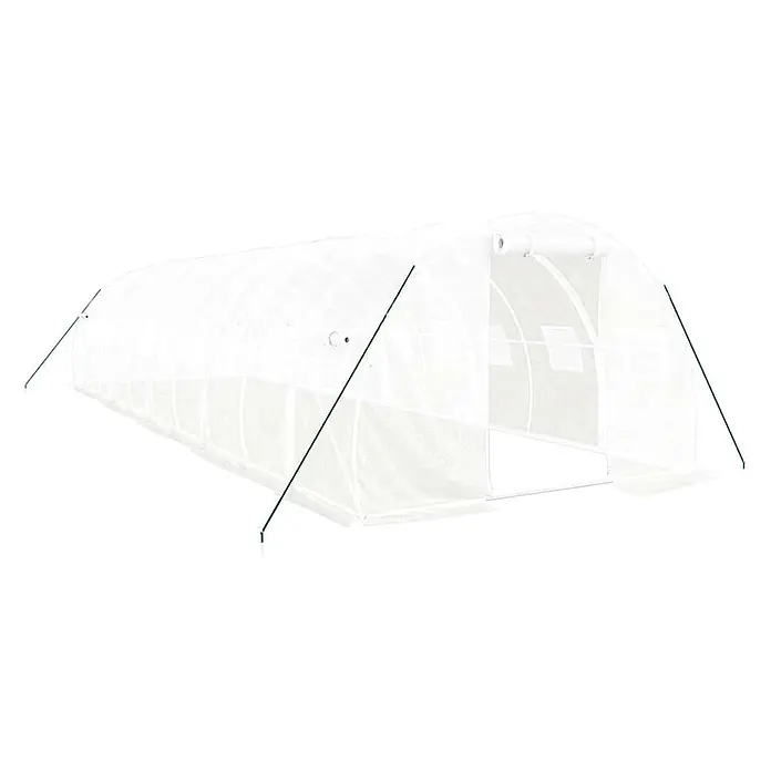 Furnicato Gewächshaus - 10 x 3 cm, Material Seitenwand: Kunststoff, 38 mm, Grau - Weißes, lichtdurchlässiges Tunnelgewächshaus mit grünen Stützstangen.