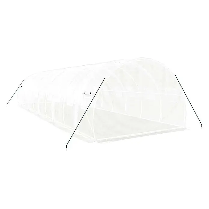 Furnicato Gewächshaus - 10 x 3 cm, Material Seitenwand: Kunststoff, 38 mm, Grau - Weißes, lichtdurchlässiges Tunnelgewächshaus mit grünen Stützstangen.