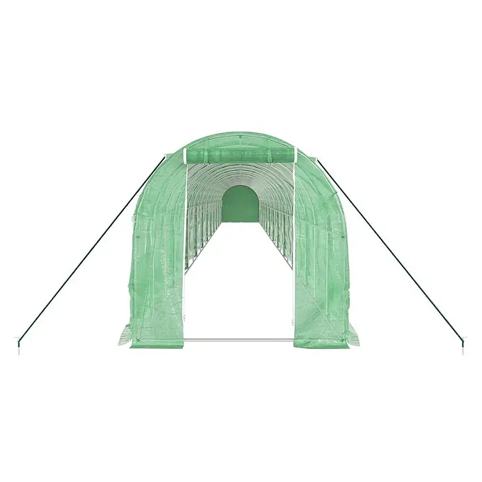 Furnicato Gewächshaus - Außenmaß inkl. Dachüberstand (B x T): 200 x 2.200 cm, Material Seitenwand: Kunststoff, Grau - Grüner, durchsichtiger begehbarer Gewächshaustunnel.