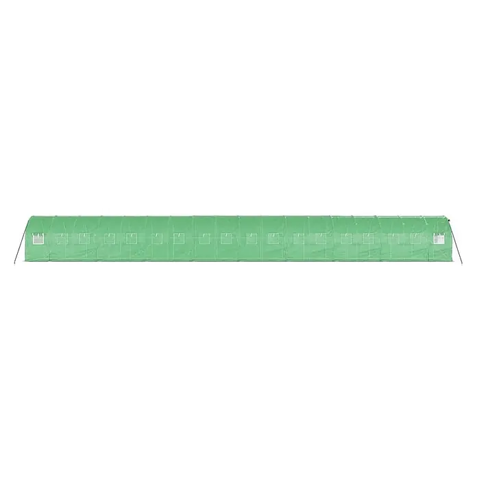 Furnicato Gewächshaus - 18 x 2 cm, Material Seitenwand: Kunststoff, 38 mm, Grau - Langes grünes Folientunnel-Gewächshaus mit mehreren transparenten Fensterbereichen.