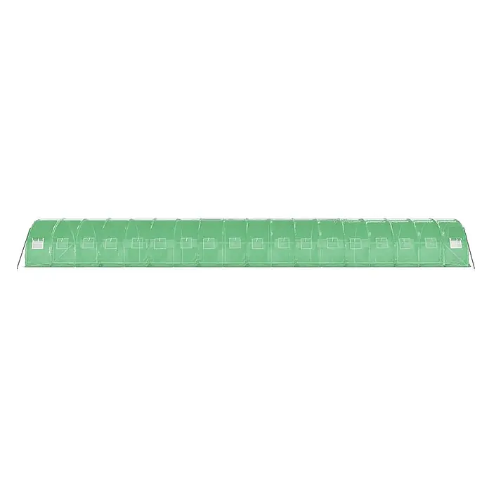 Furnicato Gewächshaus verzinkter Stahl - 18 x 3 cm, Material Seitenwand: Kunststoff, 38 mm, Grau - Langes, transparentes grünes Tunnel-Gewächshaus mit mehreren Seitenfenstern.