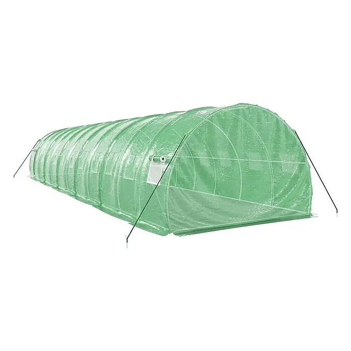 Furnicato Gewächshaus - 12 x 3 cm, Material Seitenwand: Kunststoff, 38 mm, Grau - Grüner, durchscheinender Folientunnel mit Seitenstreben und aufrollbarem Fenster zur Pflanzenzucht.
