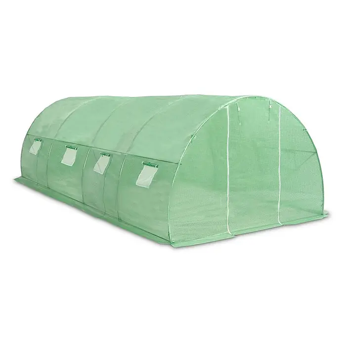 Furnicato Gewächshaus - 3 x 300 cm, Material Seitenwand: Kunststoff, 38 mm, Grau - Tragbares grünes Folientunnel-Gewächshaus mit transparenter Abdeckung und Seitenfenstern.