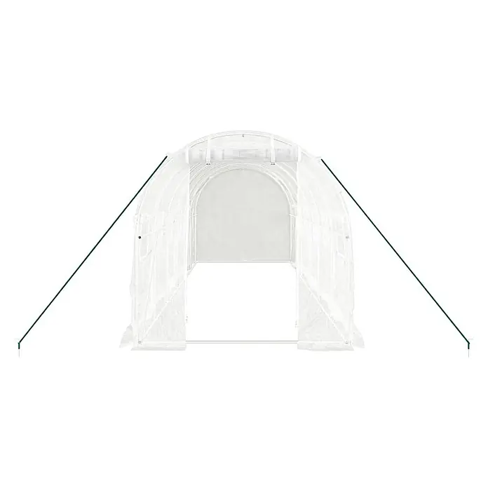 Furnicato Gewächshaus - 6 x 2 cm, Material Seitenwand: Kunststoff, 38 mm, Grau - Weißes Tunnelgewächshaus mit transparenter Abdeckung und grünen Abspannseilen, ideal zum Schutz von Pflanzen.