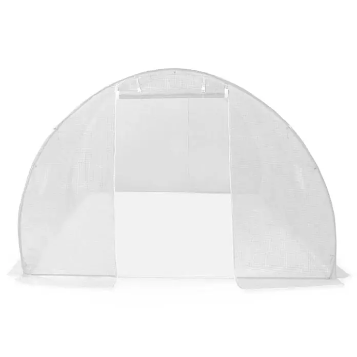 Furnicato Gewächshaus PE-Netzgewebe - 3 x 300 cm, Material Seitenwand: Kunststoff, 38 mm, Grau - Bogentunnel-Gewächshaus, transparent, mit aufrollbarer Tür.