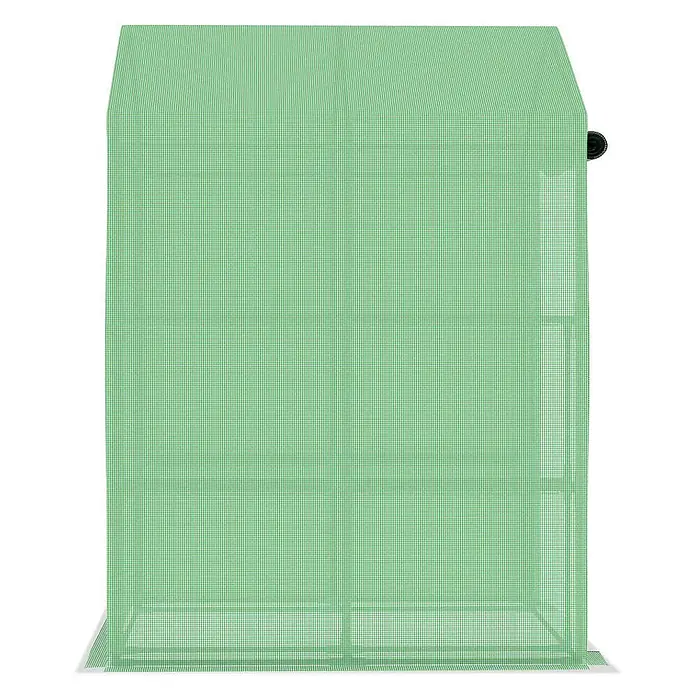 Furnicato Gewächshaus - 143 x 143 cm, Material Seitenwand: Kunststoff, 38 mm, Grau - Grünes Netz-Minigewächshaus mit Pultdach und sichtbarem Rahmen, mit schwarzem Verschluss an der Seite.