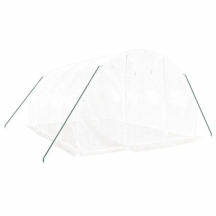 Furnicato Gewächshaus - 4 x 3 cm, Material Seitenwand: Kunststoff, 38 mm, Grau - Gewölbter, weißer Netztunnel mit grünen Stützstangen zum Schutz von Gartenpflanzen.