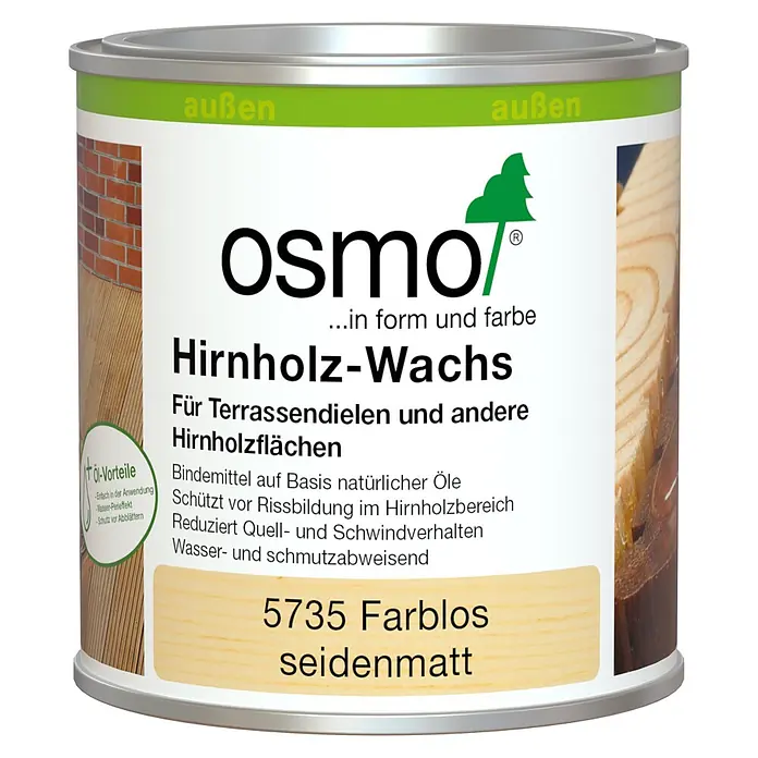 Osmo Hirnholz-Wachs - Farblos, 375 ml, Matt - Osmo Hirnholz-Wachs, farblos seidenmatt, in einer Dose für Außenholz.