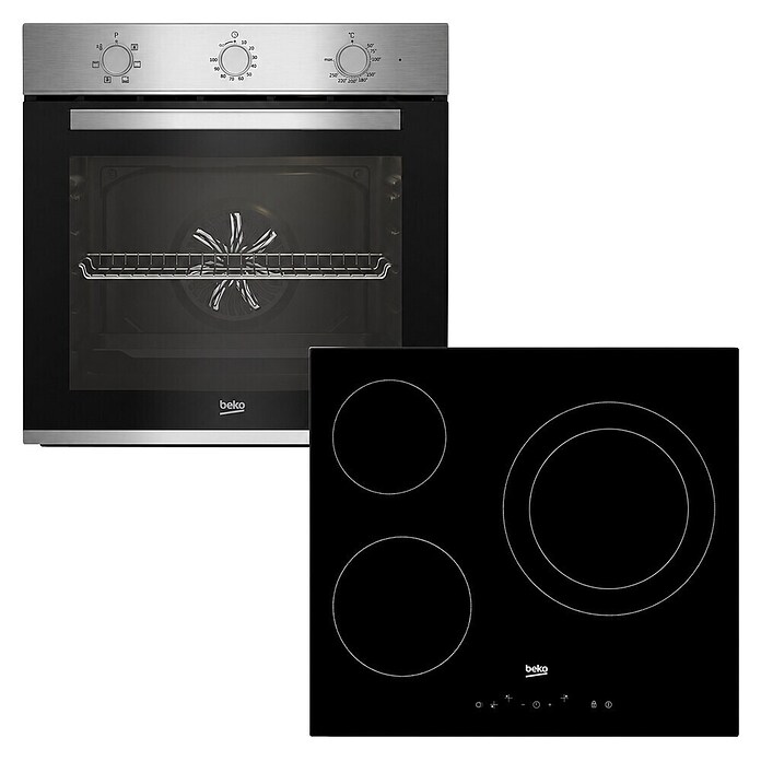 Beko Set de horno y zona de cocción BBIE12100XD (Volumen horno: 66 l, Número de zonas de temperatura: 3 ud., Acero inoxidable/Negro) | BAUHAUS