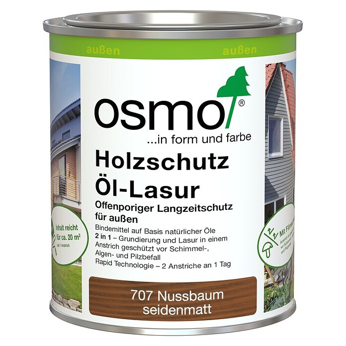 Osmo Holzschutz Öl-Lasur (Nussbaum, 750 ml, Seidenmatt)