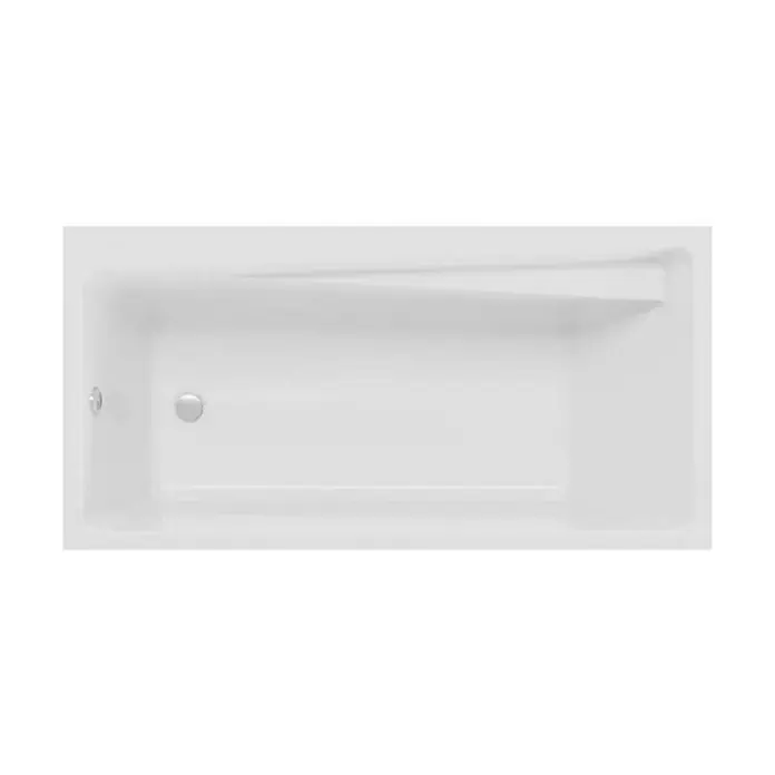 Bad Land Badewanne ELZA Acryl-Eckwanne 170 x 75 cm Weiß - Sanitäracryl, Weiß - Weiße rechteckige Badewanne mit Chromablauf und Überlauf, mit integrierter schräger Rückenlehne.