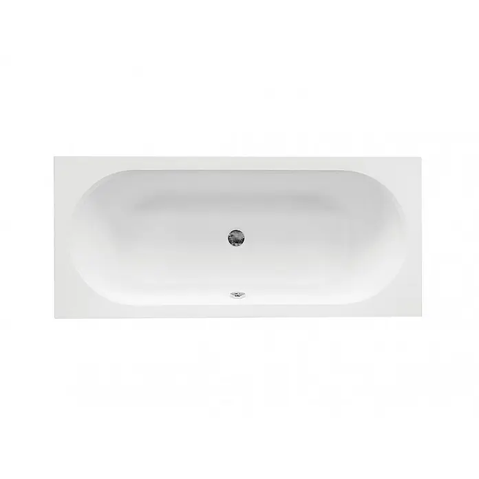 Bad Land Badewanne VITAE Acrylwanne 170 x 75 cm Weiß m. Wannenträger - Sanitäracryl, Weiß - Weiße Einbaubadewanne mit ovalem Innenbereich und Chromabfluss und Überlauf.