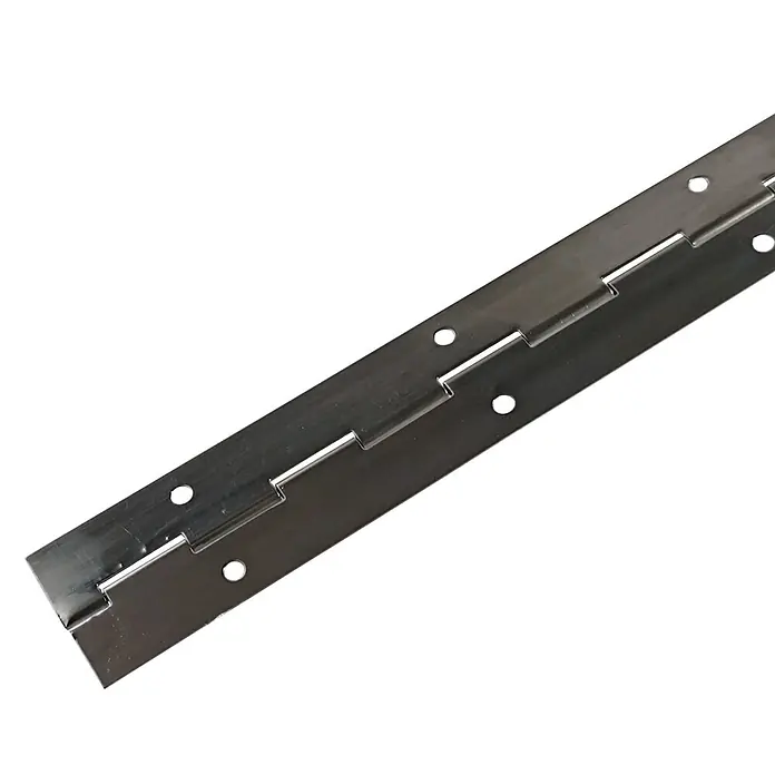 M.Pascual Bisagra de piano - L x An: 480 x 32 mm, Acero inoxidable - Bisagra continua de metal plateado con orificios de montaje perforados.