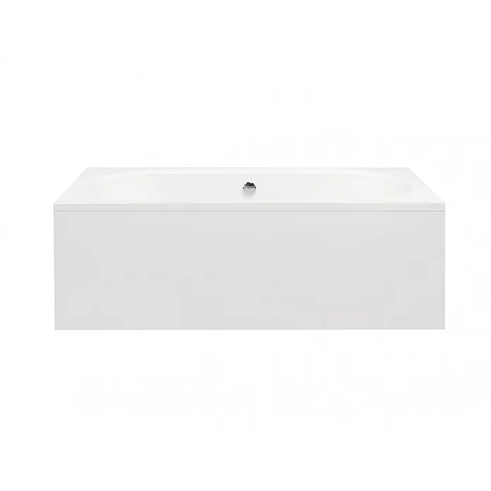 Bad Land Badewanne - 150 x 75 cm, Sanitäracryl, Weiß - Weiße rechteckige Badewanne mit integrierter Frontblende und mittigem Abfluss/Überlauf.