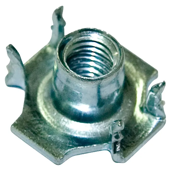 M.Pascual Tuerca de encastre - M 10, Satinado, 4 ud. - Tuerca en T cuadrada de metal plateado con cuatro puntas y rosca central para una fijación segura en madera.