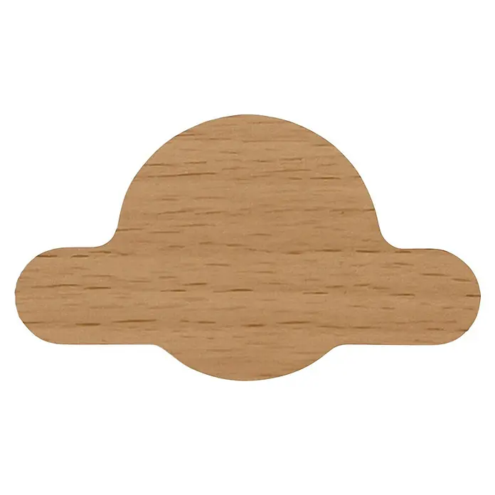 M.Pascual Tapón embellecedor - Haya, 4 ud., Pegado - Recorte de madera marrón claro con forma de nube y veta de madera visible.