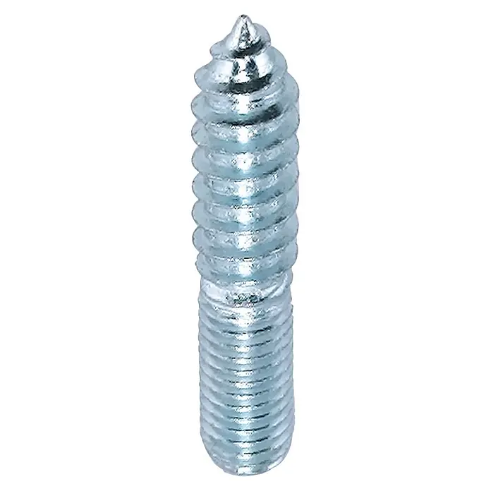 M.Pascual Perno de doble rosca - Ø x L: 10 x 50 mm, Rosca métrica, 10 ud. - Tornillo de metal plateado con punta afilada y rosca autorroscante gruesa.