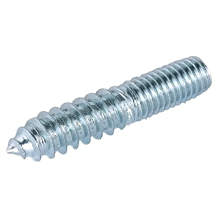 M.Pascual Perno de doble rosca - Ø x L: 10 x 50 mm, Rosca métrica, 10 ud. - Tornillo metálico plateado con rosca gruesa y punta afilada.